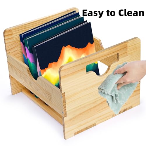 ZOOFOX Vinyl Record Storage Crate, Wood Crate Unfinished, Wooden Record Holder Stores up to 80 Albums, Large LP Album Shelf Vinyl Storage Cube Organizer Box