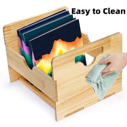 ZOOFOX Vinyl Record Storage Crate, Wood Crate Unfinished, Wooden Record Holder Stores up to 80 Albums, Large LP Album Shelf Vinyl Storage Cube Organizer Box
