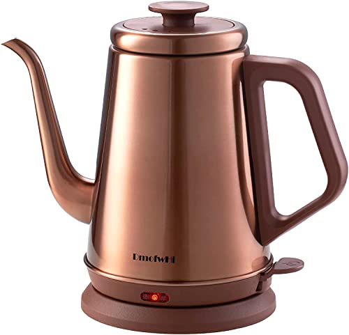 DmofwHi 1000W Gooseneck Electric Kettle (1.0L),100% Stainless Steel BPA Free Tea Kettle with Auto Shut - Off Protection, Pour Over Coffee Kettle -Copper - color: COPPER