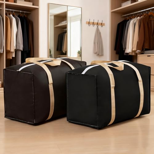 1 PCS Waterproof Space Saving Organizer,Durable nonwovens Fabric Moving Tote for Comforter Quilt and Bedspread - color: black