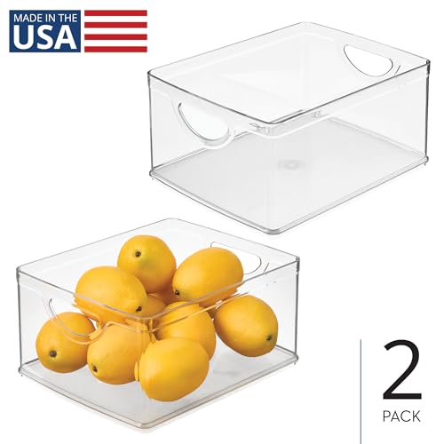 iDesign Pantry Storage Bins with Handles, Set of 2, Clear | Organizer Bins, For Cabinets or Fridge - style: Pack of 2