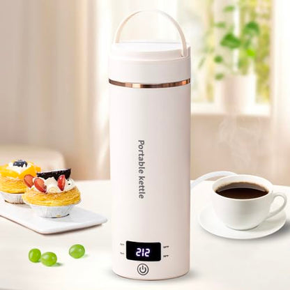 Travel Electric Kettle Portable Mini Kettle,Small Hot Water Boiler with 4 Temperature Settings,304 Stainless Steel,Fast Boiling Water with Auto Shut-Off and Boil Dry Protection,400ml (Beige, 400ML) - color: Beige