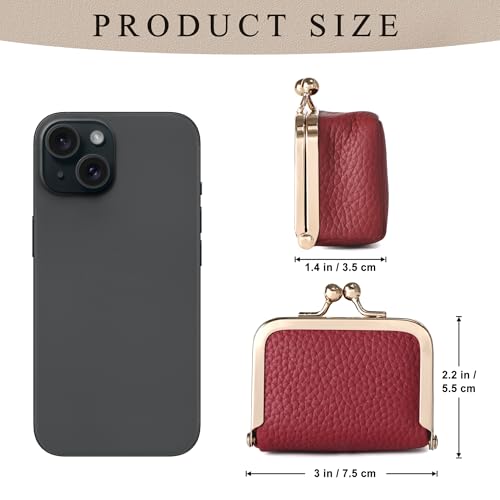 Zivyes Mini Jewelry Box Travel Small Coin Purse Organizer Case Genuine Leather Tiny Size (red 2.9 inches long) - color: Red-Standard
