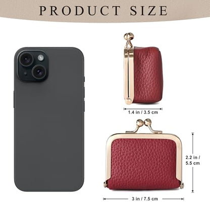 Zivyes Mini Jewelry Box Travel Small Coin Purse Organizer Case Genuine Leather Tiny Size (red 2.9 inches long) - color: Red-Standard