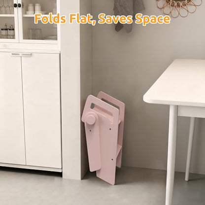 Wooden 2 Step Stool for Toddler Kids Bathroom Foldable 2-Step for Toilet Potty Training, Child Stepping Stool for Kitchen Nursery Bedroom Pink - color: Pink