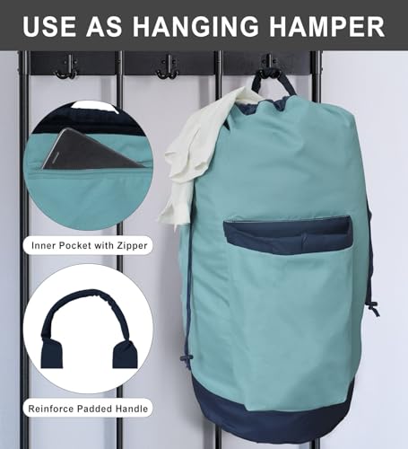 VividPaw Laundry Bag Extra Large Heavy Duty, Laundry Backpack for College students, Travel Laundry Bags with Adjustable Strap, Dirty Clothes Hamper, College Dorm Room Essentials (Blue) - color: Blue