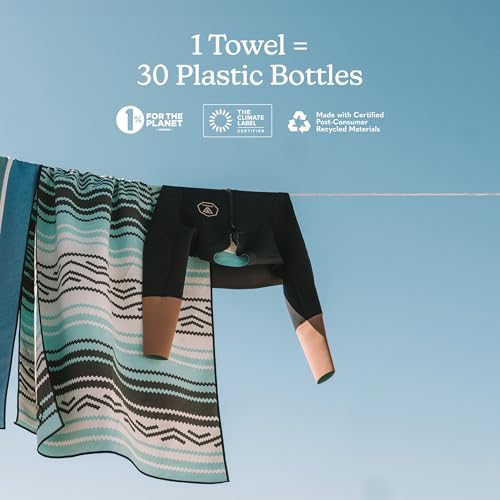Nomadix Original Towel - Perfect for Beach, Pool, Travel, Camping, Yoga - Made with Recycled Materials - Super Absorbent - Sand Resistant - Baja Aqua - 72.5x30 - color: Baja Aqua