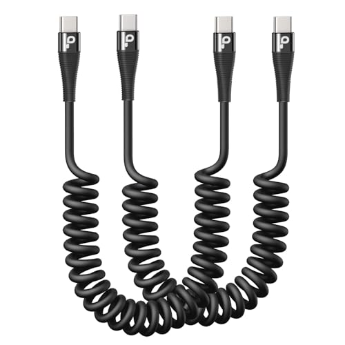 USB C to C Cable 3FT for Car, Coiled USB C Cable Fast Charging for iPhone 16, Short USB Type C Cable for iPhone 17/16/15/Pro Max/Plus/Samsung Galaxy S23, Compatible All Type C Devices-Black - color: Black, size: 3FT, style: USB C to USB C