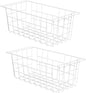 Slideep Chest Freezer Organizer Bins 16.5 Inch, Deep Upright Freezer Baskets Metal Wire Storage Container for Kitchen, White, Set of 2 - color: 16.5''-White
