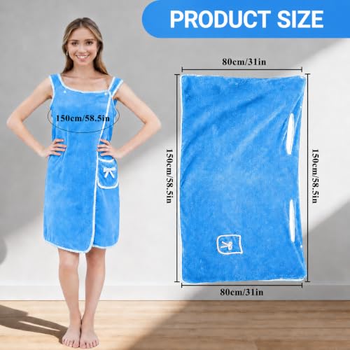 Unisex Bath Towel, Wearable After Bath Towel Set, Wearable Quick Dry Shower Gym Towel(58" x 31", Blue) - color: Blue, size: M(150X80CM)