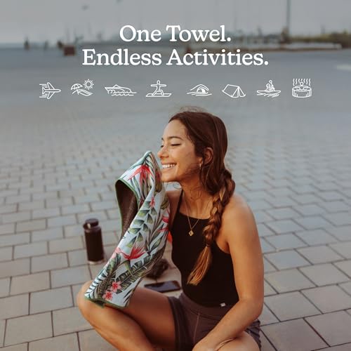 Nomadix Mini Towel - Perfect for Beach, Pool, Travel, Camping, Yoga - Made with Recycled Materials - Super Absorbent - Sand Resistant - Palms Pink - 16x40 - color: Palms Pink