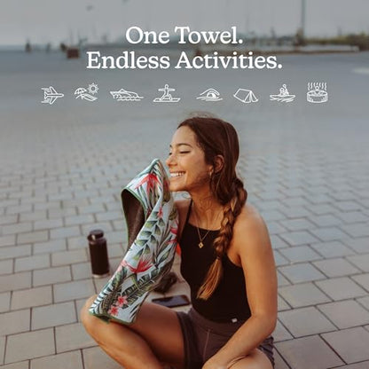 Nomadix Mini Towel - Perfect for Beach, Pool, Travel, Camping, Yoga - Made with Recycled Materials - Super Absorbent - Sand Resistant - Palms Pink - 16x40 - color: Palms Pink