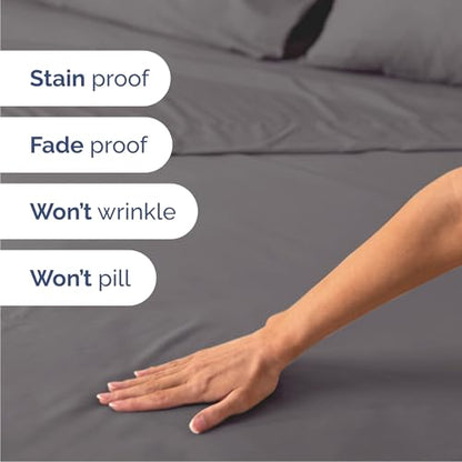 Cal King 6 Piece Sheet Set - Comfy Breathable & Cooling - Ultra Soft Hotel Luxury Bedding Set w/ 8-16 Inch Deep Pockets - 1 Flat & 1 Fitted Sheet & 4 Pillowcases - Wrinkle Free & Easy Care - Dark Grey - color: 06 - Dark Grey, size: California King