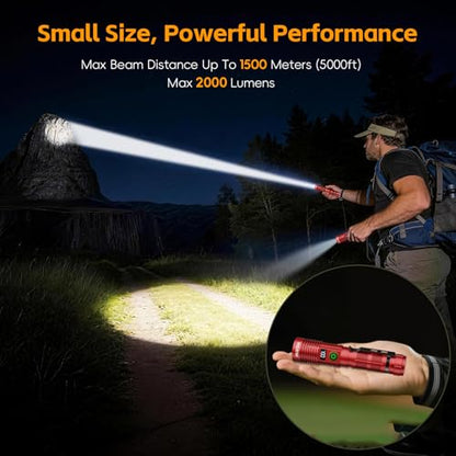 Hoxida Rechargeable Flashlights 2 Pack, 6 Modes Zoomable Powerful Tactical Linternas with LCD Digital Display, Super Bright High Lumens Handheld Magnetic Flashlights for Home Emergencies Camping - color: Red