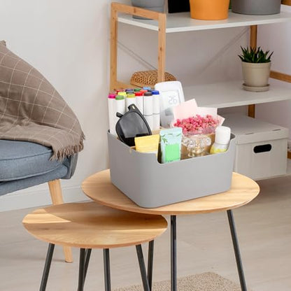 Segarty Gray Desk Storage Organizer, Detachable Divided Bamboo Remote Control Holder Caddy, Desktop Pen Pencil Holder Container Box for Office Supplies Home Bedside Table - color: Gray