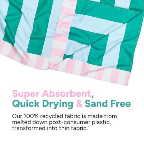 Dock & Bay Beach Towel - Quick Dry, Sand Free - Compact, Lightweight - 100% Recycled - Includes Bag - Pastel Pier - Large (160x90cm, 63x35)