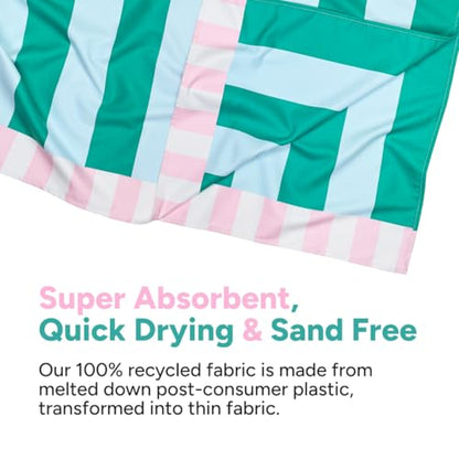 Dock & Bay Beach Towel - Quick Dry, Sand Free - Compact, Lightweight - 100% Recycled - Includes Bag - Pastel Pier - Large (160x90cm, 63x35)