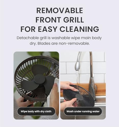 Claymore V600+ Warm Gray Rechargeable Portable Fan – 7,800mAh Battery, 4-Speed BLDC Ultra-Quiet Air Circulator USB-C Charging 32 Hrs Runtime Tripod Mountable Adjustable for Camping, Indoor, Outdoor - style: V600+ (Warm Gray)