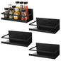 4 Pack Magnetic Spice Rack for Refrigerator, Strong Space Saving Shelf Organizer Single Tier Fridge Spice Storage Black