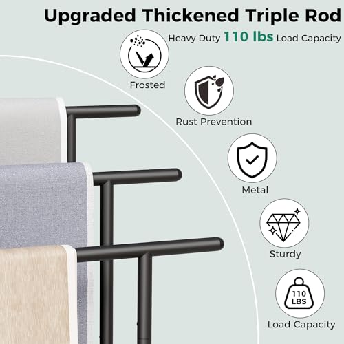 Free Standing Towel Racks for Bathroom, 3-Layer Towel Drying Rack with Storage Rack, Black Metal Towel Rack Stand, 12" W x 25.8" L x 39.4" H, UXJMJ002B
