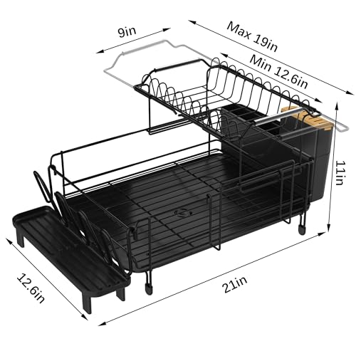 Runnatal Large Dish Drying Rack with Drainboard Set, Stainless Steel Detachable 2-in-1 Large-Capacity 2-Tier Over The Sink Anti-Rust Dish Rack and Dish Drainer for Kitchen Counter - size: 2-Tier