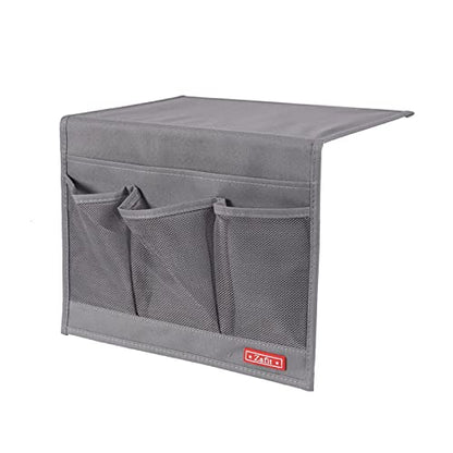 Zafit Bedside Storage Organizer, Table Cabinet Bedside Organizer Caddy for Remotes Phone Glasses (Classic 4 Pockets-Grey)