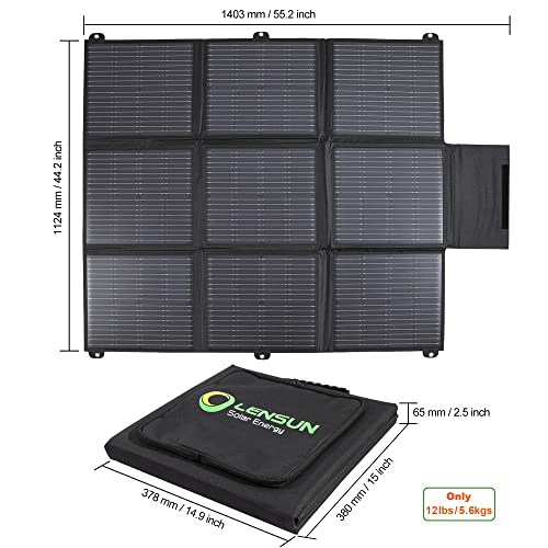 LENSUNSOLAR 200W 12V Portable Solar Panel Blanket with Standard Connectors for Solar Generator Power Station, Lightweight Ultra-Thin only 5.2 kgs/11.4 lbs - size: 200W Blanket