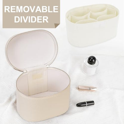 YFGBCX Makeup Bag Vanity Case with Removable Divider Travel Toiletry Bag Portable Cosmetic Bag Makeup Organizer Case - color: Beige
