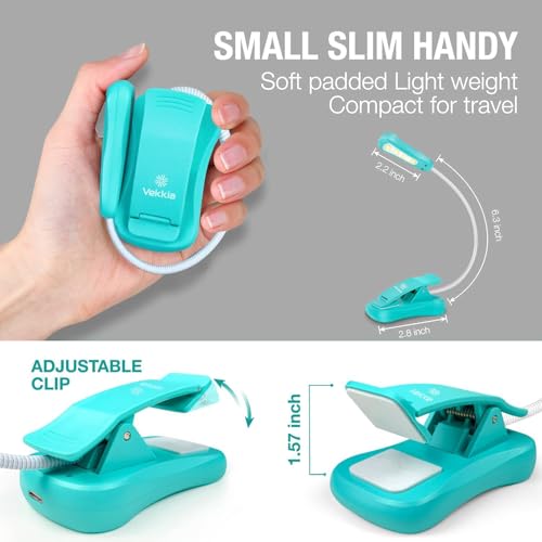 Vekkia Rechargeable Book Light for Reading in Bed, 3 Color x 3 Brightness, Lightweight Reading Light, Up to 70 Hours Lighting, Great for Readers, Travel (Blue) - color: Blue