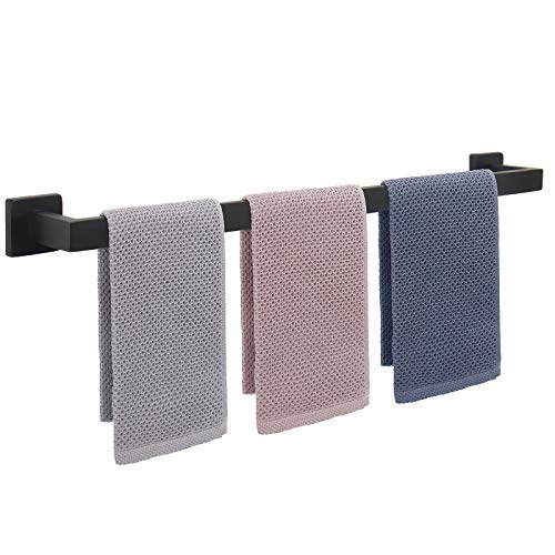 NearMoon Towel Bar, Bath Accessories Premium Thicken Stainless Steel Square Shower Towel Rack for Bathroom, Towel Holder Wall Mounted (1 Pack, Matte Black, 33 Inch) - color: Matte Black, size: 33 Inch