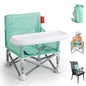 Tiny Marvels Baby Chair, Portable & Foldable for Travel & Beach, Ages 6M-3Y | BPA-Free Material, 3-Point Harness, 3-in-1 Baby Chair, Removable Tray & Carry Bag, Sturdy with Reinforcement, Non-Slip Feet - color: Green