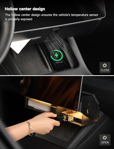 TPARTS Hidden Magnetic Under Screen Storage Box for Tesla Model 3 Highland 2024+/Model Y Juniper 2025+, Console Organizer Dashboard Tissue Holder with Warm White Light (Standard/Premium/Performance) - size: M3 Highland (24+)/MY Juniper (25+)