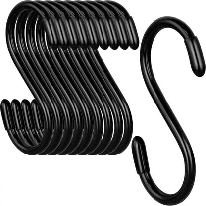 Generic 10 PCS S-Type Hooks, Versatile Heavy Duty Garage & Home Organizer, Black, Metal, Wall Mount, 10 Hooks, DJ0005
