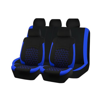 Car Seat Cover Full Sets, Polyester Foam Breathable Waterproof Vehicle Split Front Rear Seat Protectors, Automotive Interior Chair Cushion Pad, Universal for SUV RV Truck (Blue) - color: Blue