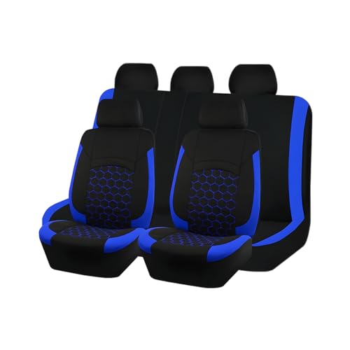 Car Seat Cover Full Sets, Polyester Foam Breathable Waterproof Vehicle Split Front Rear Seat Protectors, Automotive Interior Chair Cushion Pad, Universal for SUV RV Truck (Blue) - color: Blue