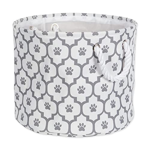 Bone Dry Pet Storage Collection Lattice Paw Print, Small Round, White/Gray - color: White/Gray, size: Small Round