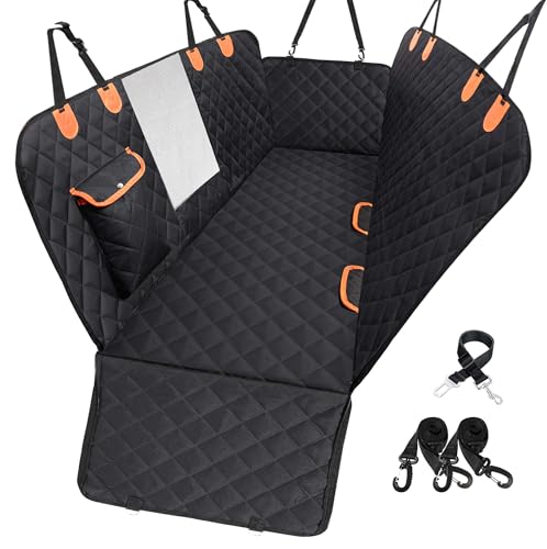 Dog Car Seat Cover for Back Seat 600D Scratchproof Nonslip Durable Waterproof Cars Pet Backseat Covers with Mesh Window Dogs Hammock for Car，SUV, Truck (60" W x 64" L) - color: Back Seat Hammock, size: X-Large