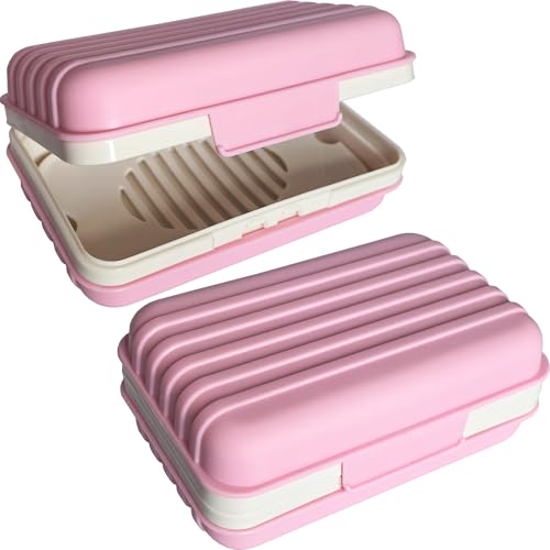 2 PackTravel Soap Case Soap Dish with Lid Portable Soap Box Container Draining Soap Holder for Traveling, Camping, Shower, Hiking, Gym, Leakproof, Pink - color: Pink, size: 2 Pack