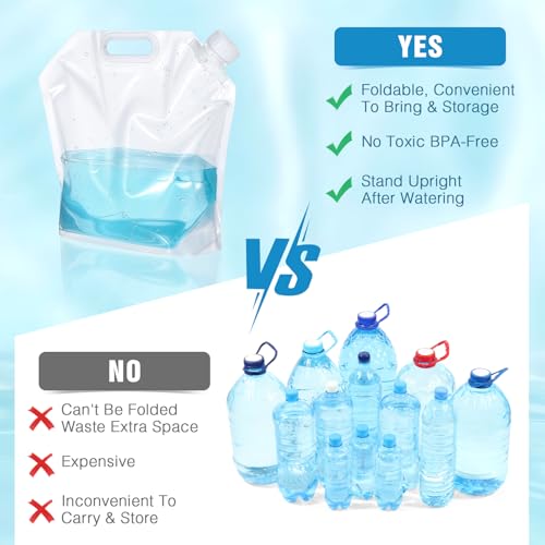 18 Pcs 5 L Collapsible Water Container Bag, 1.3 Gallon Collapsible Water Storage Bag Water Container Emergency Jug Clear Plastic Water Storage Bag Foldable Water Bag For Camping Riding