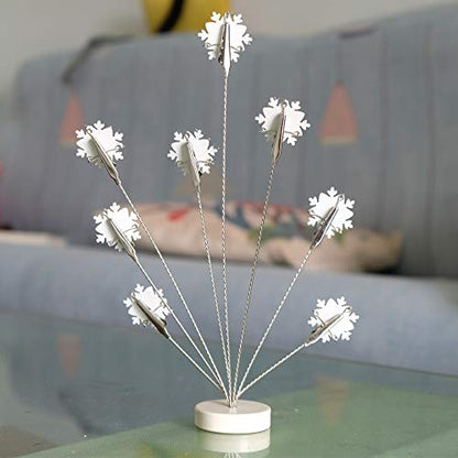 8-Branch Family Tree Picture Frame Holder, Card Photo Clips Holder Desk Stand for Memo Paper Note Photo Christmas Wedding Card Display (White Snowflake) - style: Snowflake