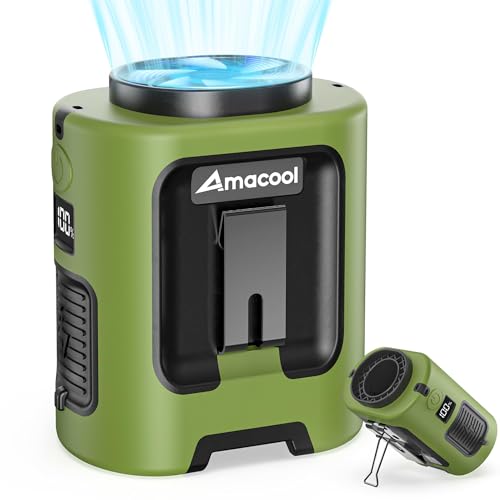AMACOOL Mini Portable Waist Fan Clip on, Gifts for Father Him Men Dad Husband, 13000RPM Rapid-Cooling Personal Neck Fans, Wearable Shirt Belt Fan for Women Men Outdoor Work Jobsite Travel Camping - color: GREEN