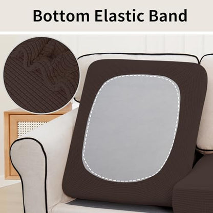 Easy-Going Stretch Individual Couch Cushion Cover Sofa Seat Furniture Protector Sofa slipcover Soft Flexibility with Elastic Bottom(2 Piece Cushion Sofa, Chocolate) - color: Chocolate, size: 2 Cushion Sofa