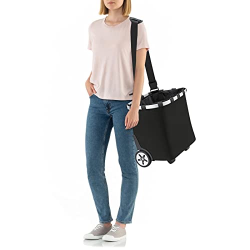 reisenthel carrycruiser Black - Portable Shopping Trolley with Sturdy Aluminum Frame, Shoulder Strap and Removable mesh Inner Bag - Water-Repellent - color: Black
