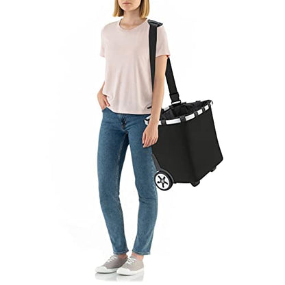 reisenthel carrycruiser Black - Portable Shopping Trolley with Sturdy Aluminum Frame, Shoulder Strap and Removable mesh Inner Bag - Water-Repellent - color: Black