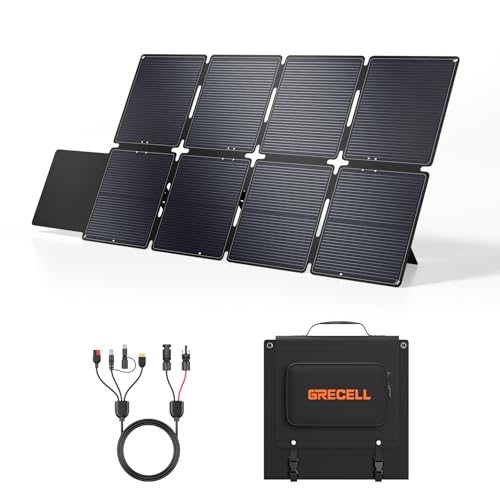 GRECELL 240W Portable Solar Panel for Power Station, Ultra Light Foldable Solar Panel Kit, 25% High Efficiency, IP65 Waterproof, Solar Charger for Outdoor Camping RV Boat Home Backup Power, Off-Grid - color: Graphite