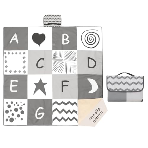 Insular Baby Splat Mat for Under High Chair/Arts/Crafts, Anti Slip and Waterproof Splash Mat for Floor, Portable Picnic Mat, 51x51 Inch, English Letter - color: English Letter
