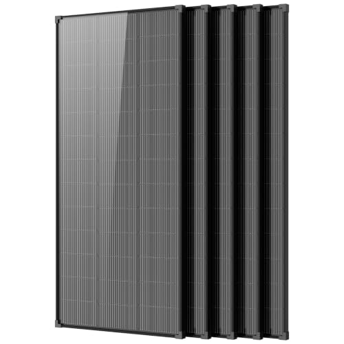 1000W Solar Panels,5 Pack 200 watt Solar Panel 12v n Type 18bb Solar Panel A+ Grade PV Module with IP68 Waterproof 25% Cell Efficiency 200w Solar Panels for Off Grid RV Boat Rooftop Camper - color: 1000W BLACK