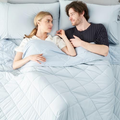 Cozy Bliss Cooling Blanket for Hot Sleepers King Size, Q-Max 0.45 Cooling Comfort, Cold Blankets for Night Sweats Sleeping, Ultra-Cool Lightweight Breathable Summer Blanket for Bed, Cool Blue - color: Cool Blue, size: King (108" x 90")