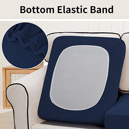 Easy-Going Stretch Individual Loveseat Couch Cushion Cover Sofa Cushion Furniture Protector Sofa slipcover Soft Flexibility with Elastic Bottom (2-piece Loveseat Cushion Cover, Navy) - color: Navy, size: 2-piece