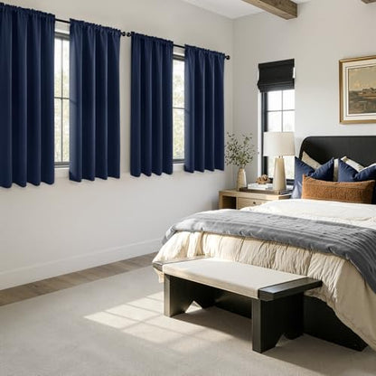 MIULEE Blackout Curtains 4 Panels Sets Navy Blue 63 Inch Length, Top and Bottom Rod Pocket Room Darkening Curtains for Bedroom Windows, 4 Pack Solid Thermal Insulated Light Blocking Curtain Drapes - color: Navy Blue, size: 40"W x 63"L (Pack of 4)